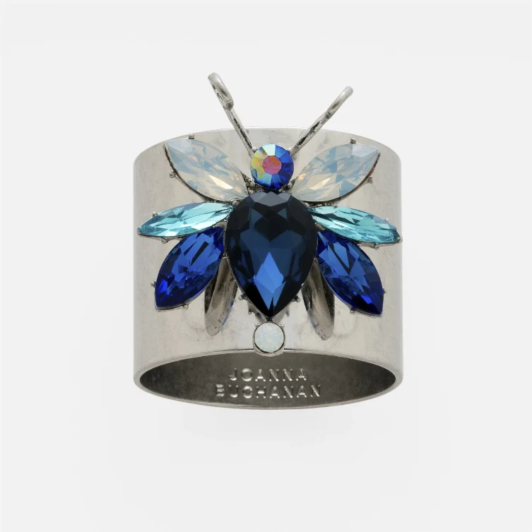 Rainbow Bug Napkin Rings, Blue, Set of 2