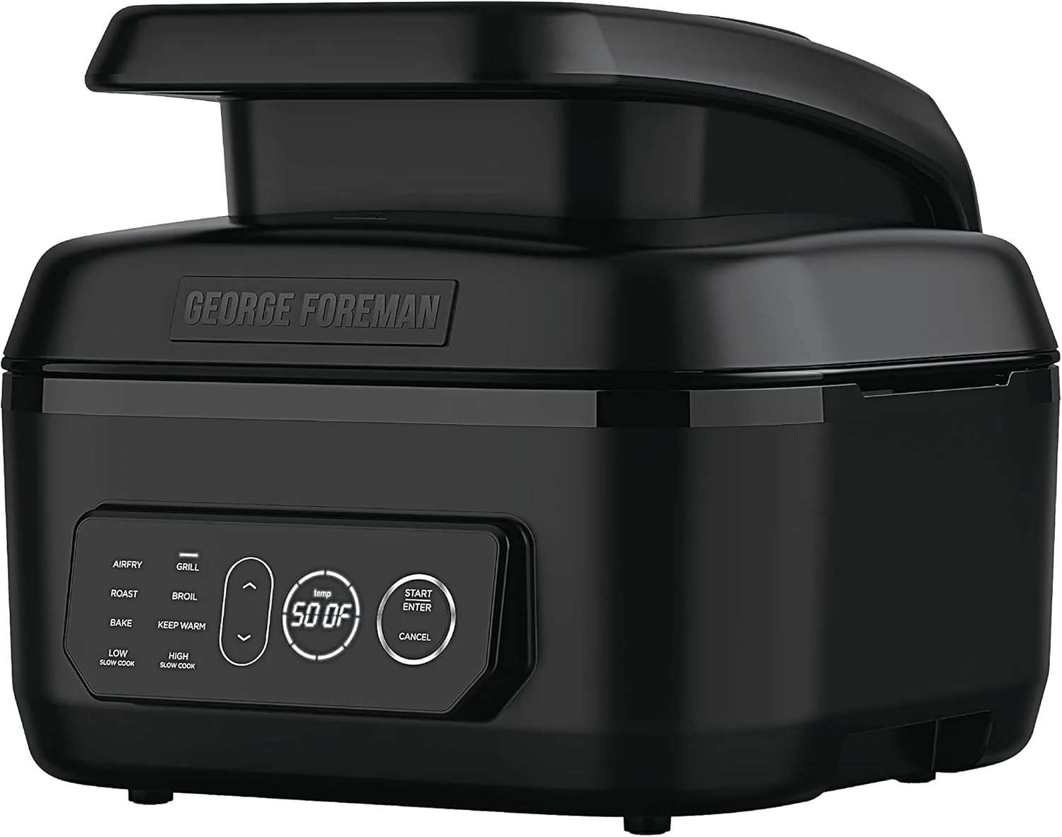 George Foreman Beyond Grill锟�?7-in-1 Electric Indoor Grill with Air Fry Technology, MCAFD800D, Black, Large