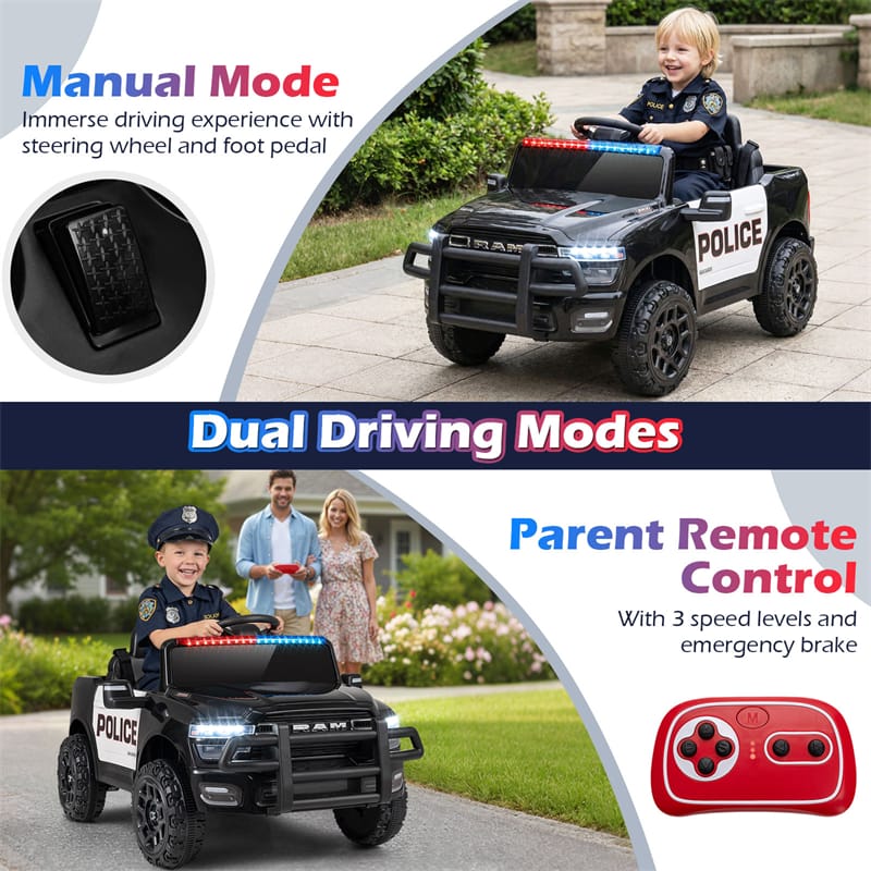 12V Kids Ride-On Truck Car Licensed RAM 3500 Electric Vehicle with Remote Control, Soft Start & LED Lights, Ride On Toy for Boys Girls Aged 3+