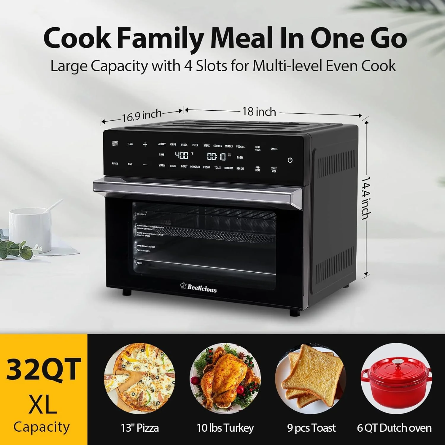 Extra Large Air Fryer, 19-in-1 Air Fryer Oven Combo