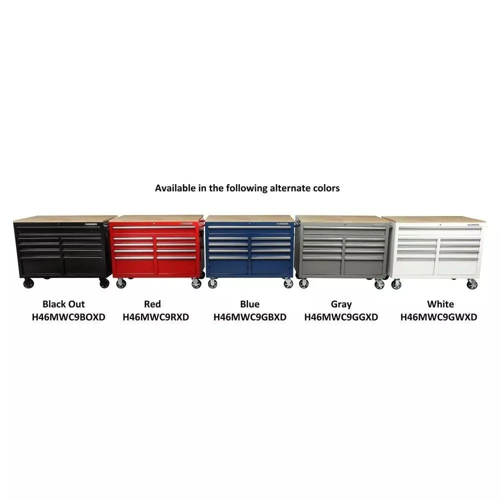 46 in. W x 24 in. D 9-Drawer Gloss Black Deep Tool Chest Mobile Workbench