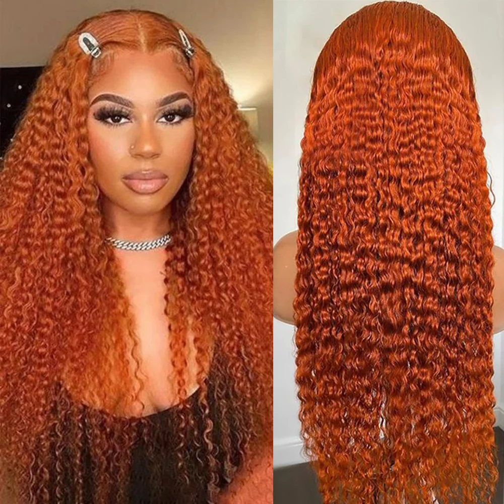 Orange Ginger Color 13x6 HD Lace Front Wigs Pre Plucked Human Hair Wig 220% Density Remy Glueless Lace Wig for Women