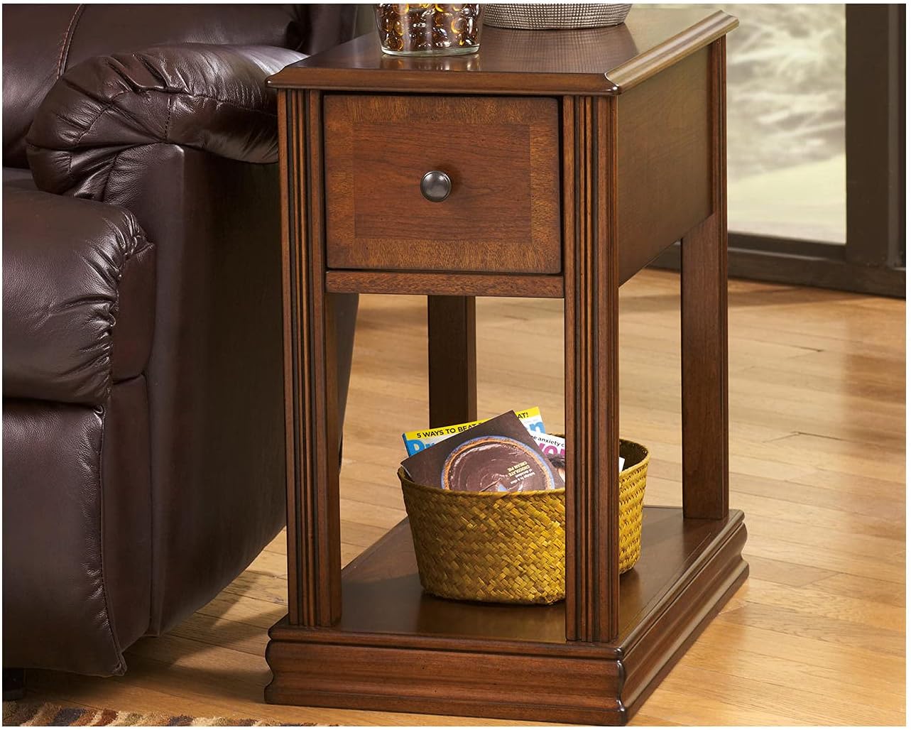 Signature Design by Ashley Breegin Chair Side End Table, 1 Drawer, 1 Fixed Shelf, Veneers, Wood, 13.13
