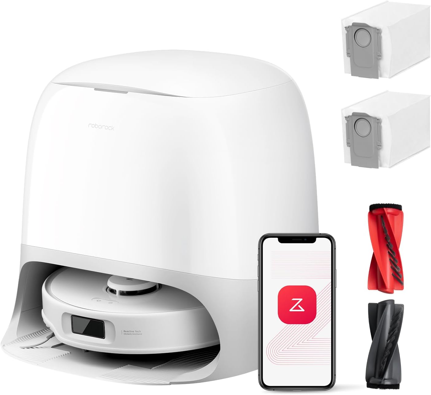 roborock Qrevo Curv S5X Set Robot Aspirapolvere, Doppio Antigroviglio, Spazzola Laterale e Mocio FlexiArm, 18.500 Pa, 10 mm Sollevamento Automatico dei Moci, Evitare gli Ostacoli, Dock Tutto in Uno