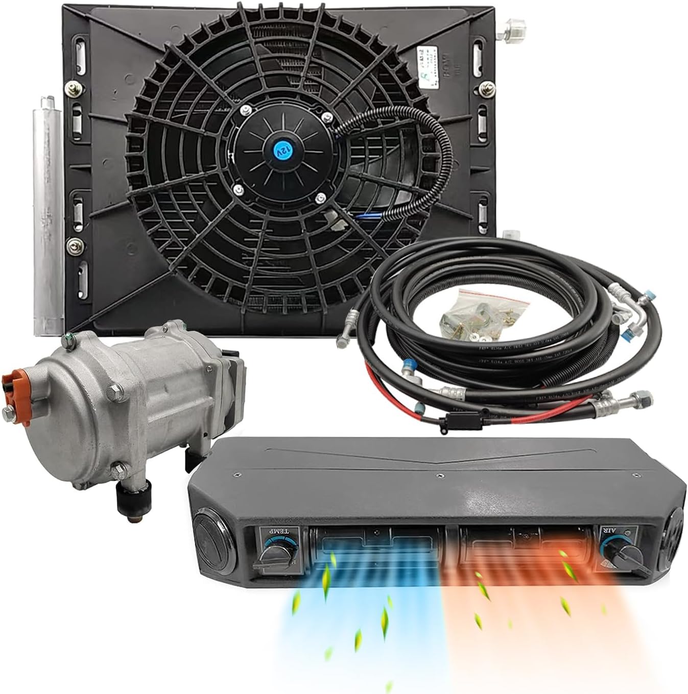 Elektrische Klimaanlage 12 V Unter-Armaturenbrett-Klimatisierungs-Kit 12 Volt Universal-Auto-Klimaanlage Geeignet für Van, Auto, Wohnmobil, LKW, Boot, Bus (nur Kühlung)