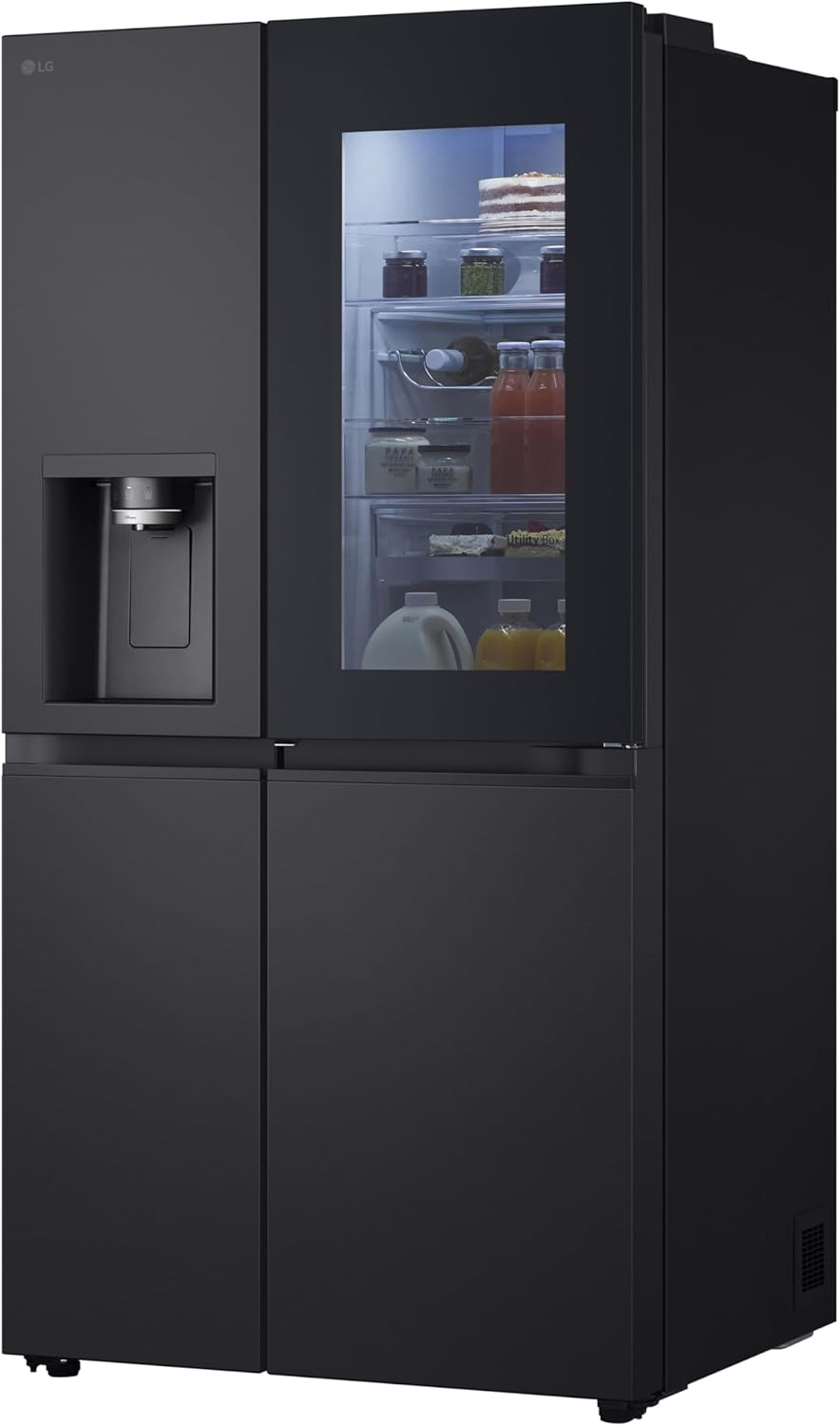 LG GSGV81PYLL Side by Side Kühlschrank, Klasse E, 635 L, Instaview, Kühlschrank mit Gefrierfach, Eis-, Crushed Ice- Wasserspender, Total NoFrost, Smart Inverter Kompressor, Wi-Fi