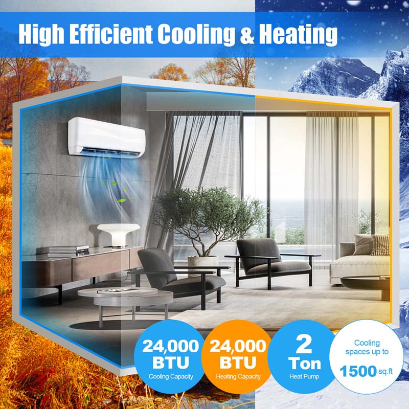 Eletriclife 24000BTU 220V Mini Split Air Conditioner and Ductless Heater 18.5 SEER2