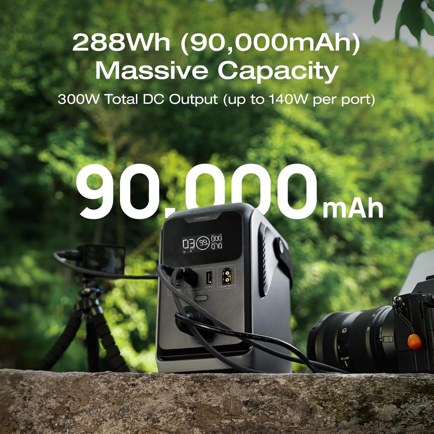 EF ECOFLOW TRAIL 300 DC Power Bank Station  288Wh Outdoor Portable Power Station  LiFePO4 Battery  300W DC Output  Compact Solar Generator for Camping  Travel  and Emergency (No AC Outlet Included)