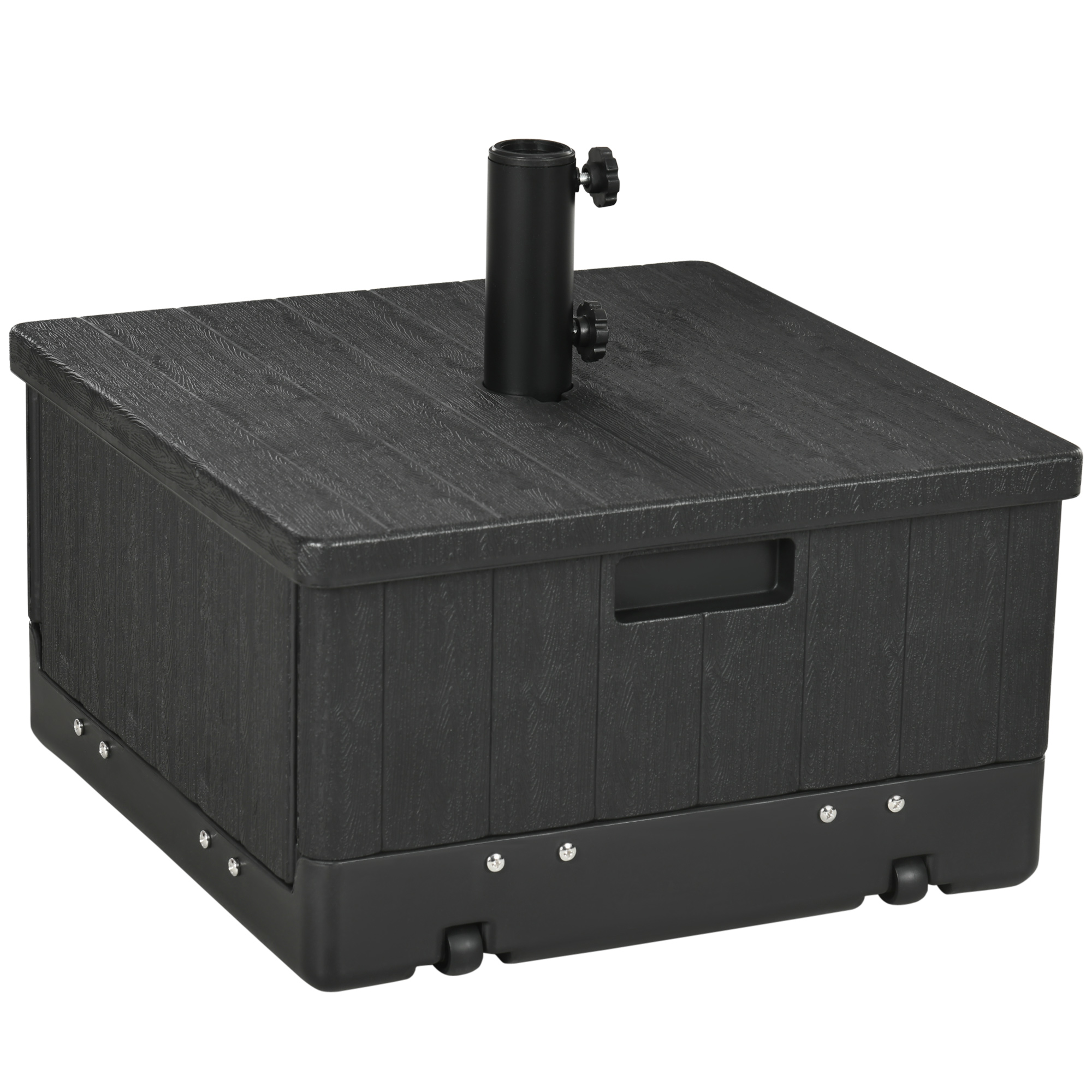 Outsunny 3-in-1 Parasolvoet, Bijzettafel, Bloembak, tot 80 kg zand, weerbestendig, Zwart