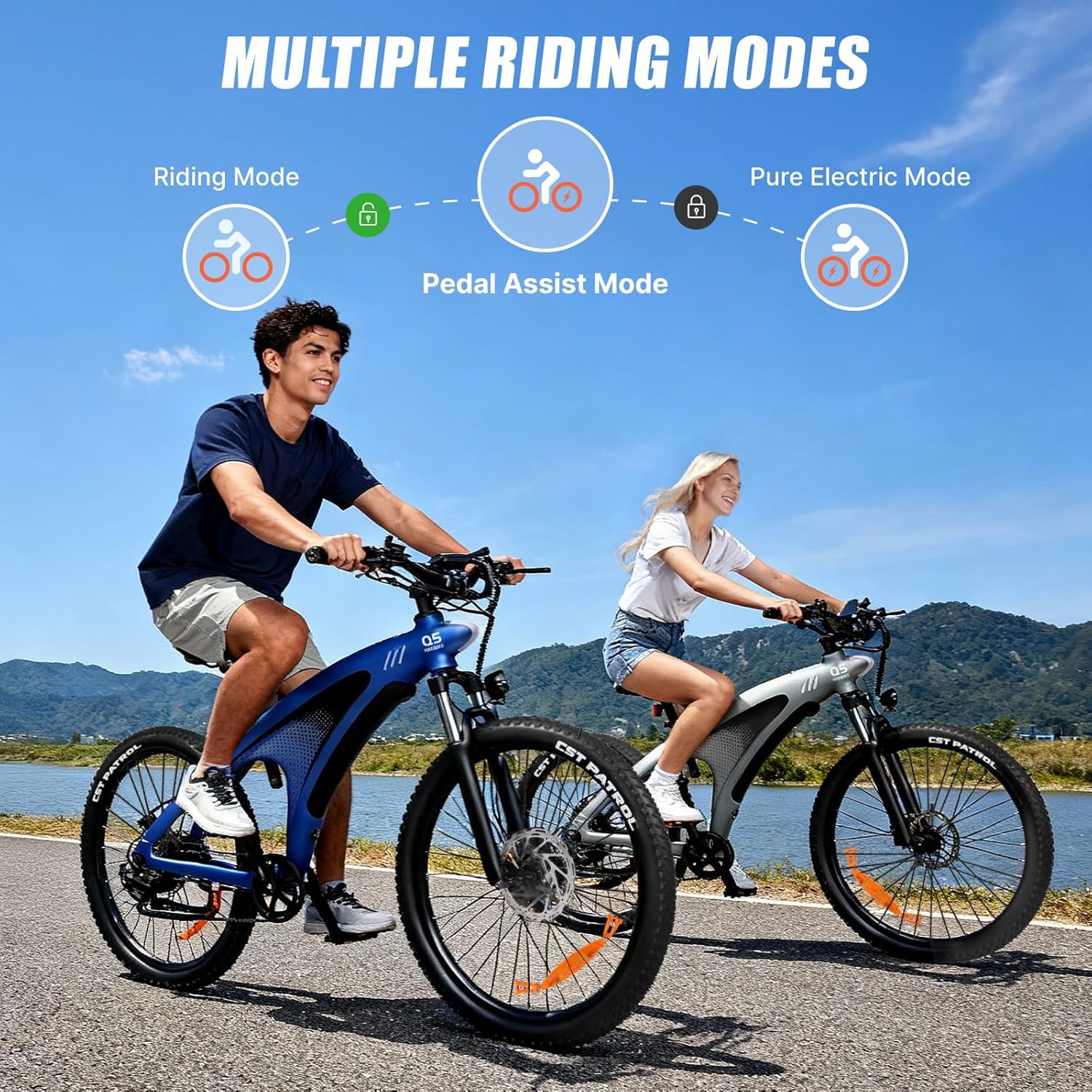 HX Q5 Bicicleta Eléctrica Montaña para Adultos con Carga rápida 48V 20AH Batería Extraíble,27.5