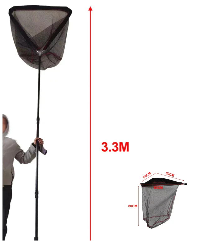 High-quality Strong 3 section Telescopic Large Landing Net with Nylon Coating