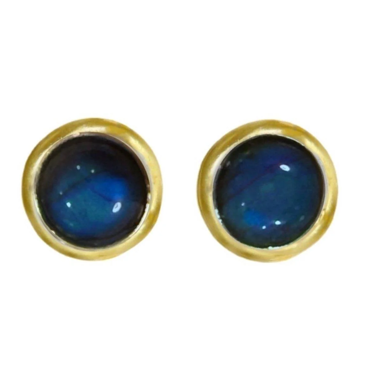 Laihas Classic Chic Round Gold Labradorite Stud Earrings