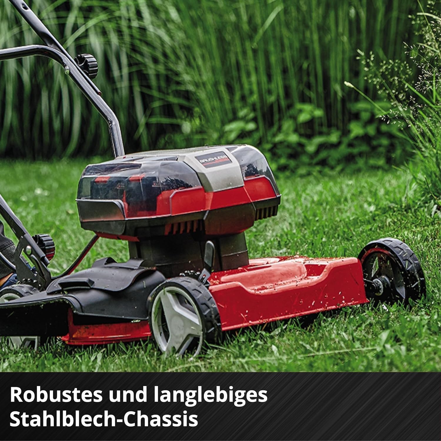 Einhell Akku-Rasenmäher GE-cm 36/48 Li M-Solo Power X-Change (36 V, 48 cm Schnittbreite, bis 1000 m2, Brushless, Mulchrasenmäher, 30-75 mm Schnitthöhe, ohne Akku)
