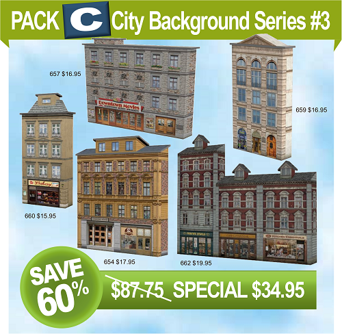 Pack C Railway Scale Models City Backdrop Buildings