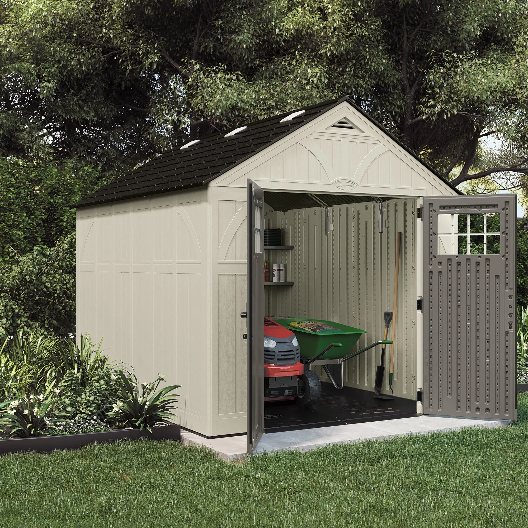 Suncast 8 x 10 ft. Metal and Resin Storage Shed, Vanilla