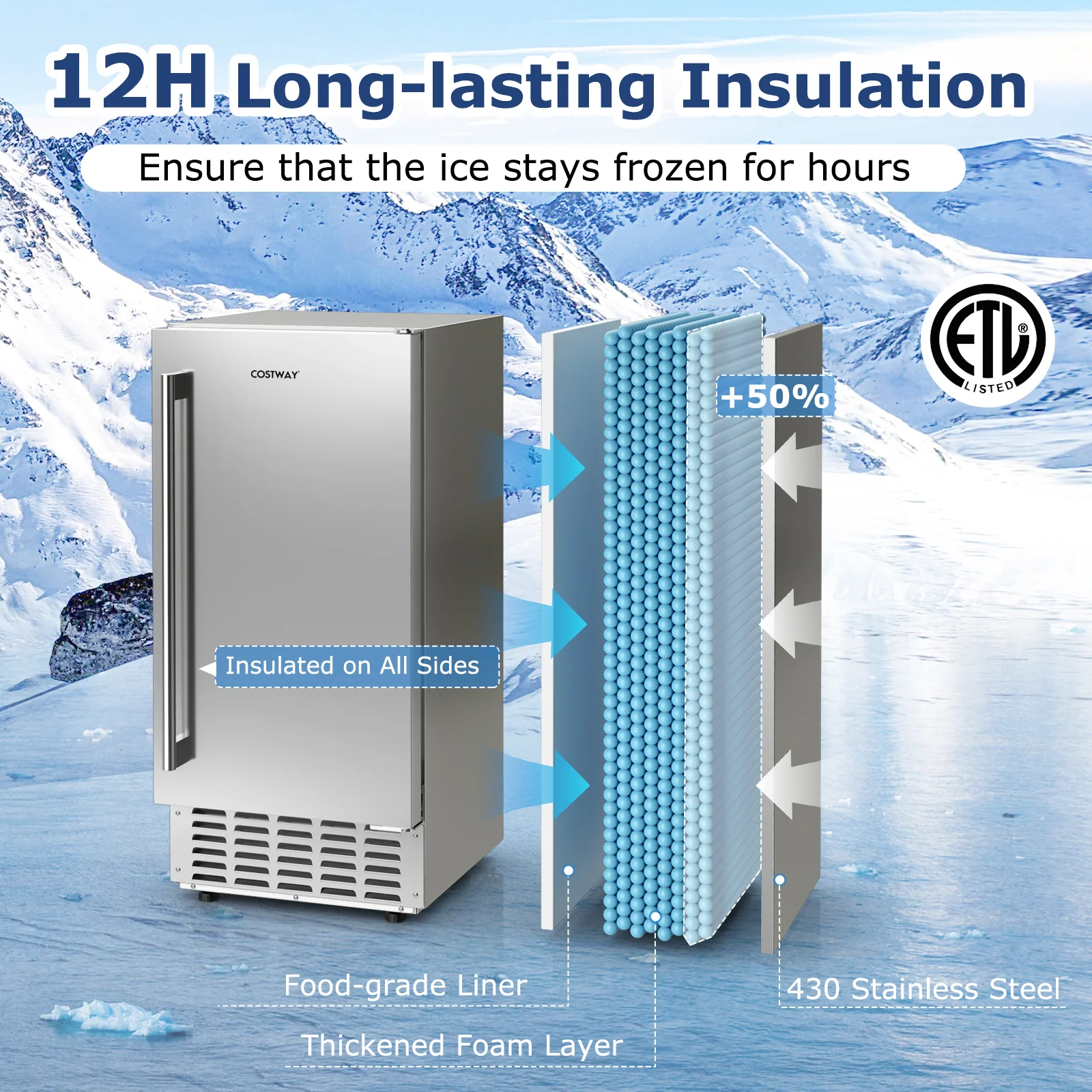 80 lbs/Day Under Counter Nugget Ice Maker, 15