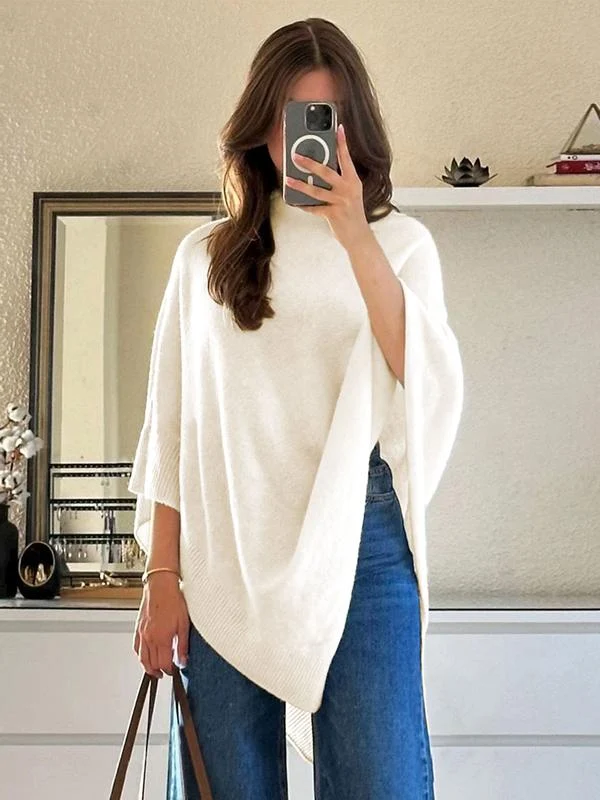 Women��s Knit Cape Asymmetrical Draped Design