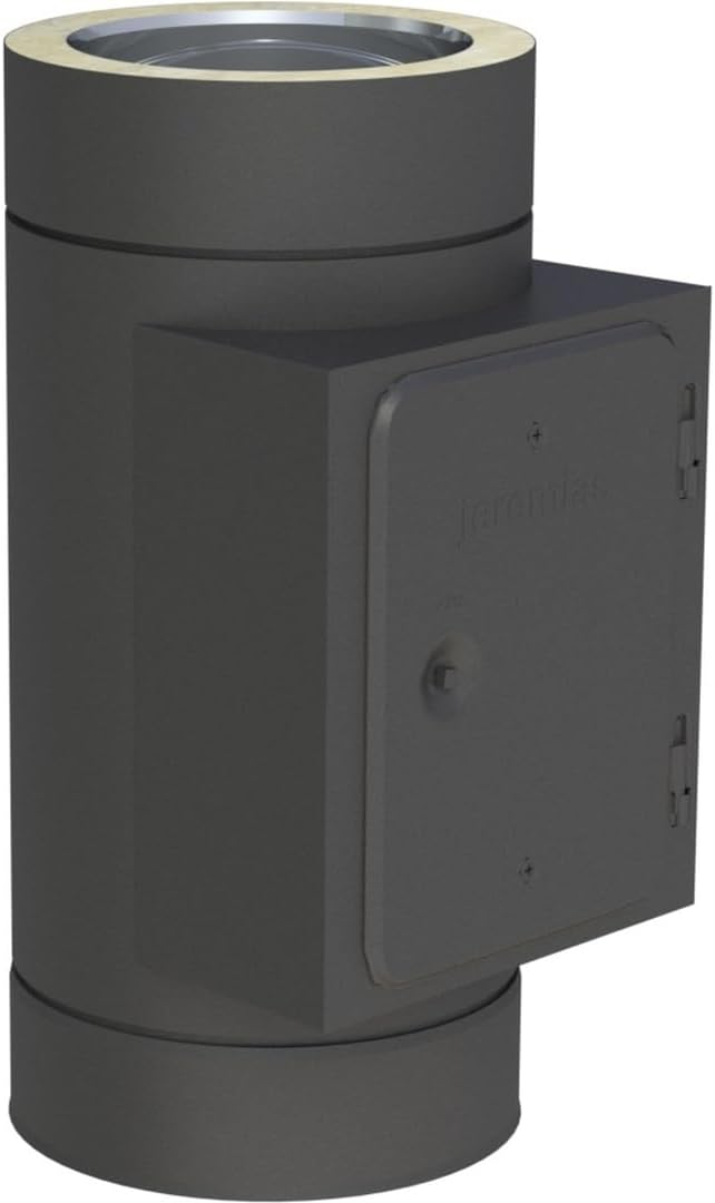 Jeremias DW-Black 180mm Revisionselement bis 600Grad N1 eckige Öffnung 210x140mm doppelwandige Abgasanlage Edelstahl schwarz matt