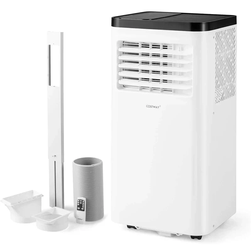 10000 BTU-s hordozható légkondicionáló, 3 az 1-ben AC egység, ventilátor és párátlanító alvó üzemmóddal, 24 órás időzítővel és ablakkészlettel, akár 42 m²-es helyiségekbe
