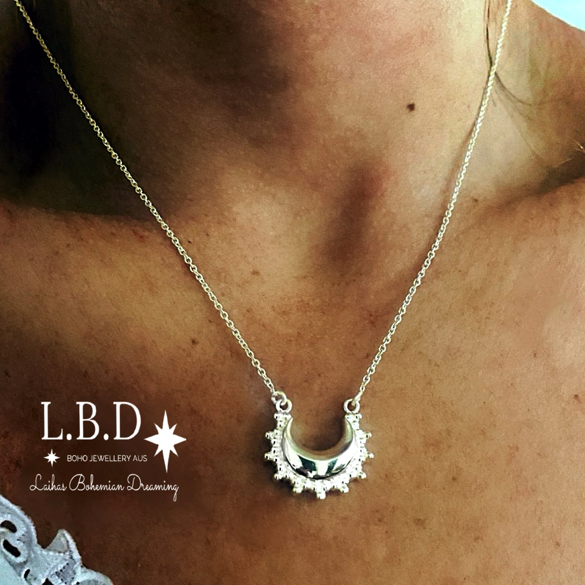 Laihas Prestige Goddess ��Tammie��  Crescent Moon Boho Necklace