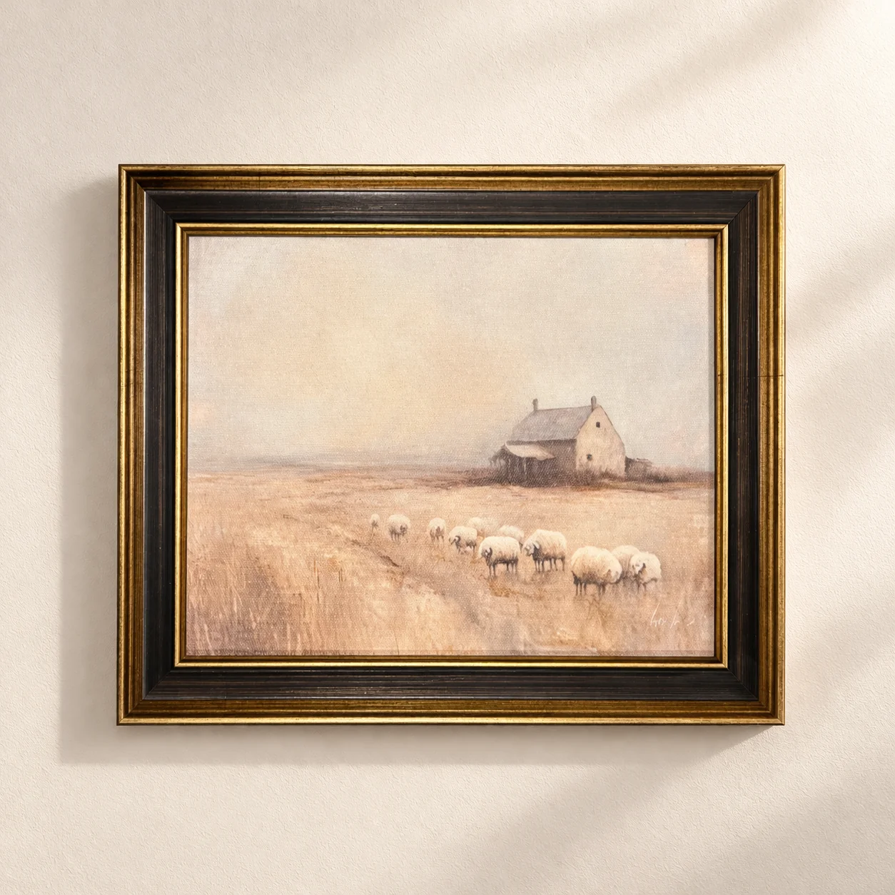 Vintage Farmland | Antique Inspired Brass Trim Black Framed Art