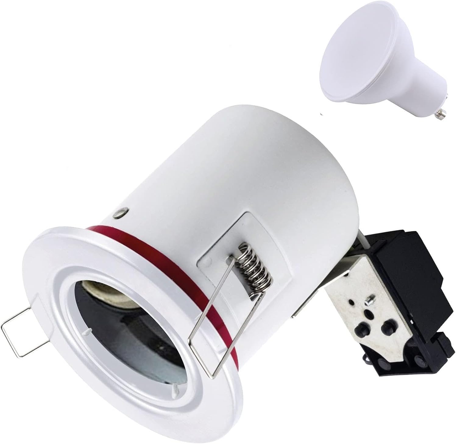 Europalamp – Set mit 30 Spots BBC schwenkbar weiß + Leuchtmittel GU10 5 W warmweiß + Fassung