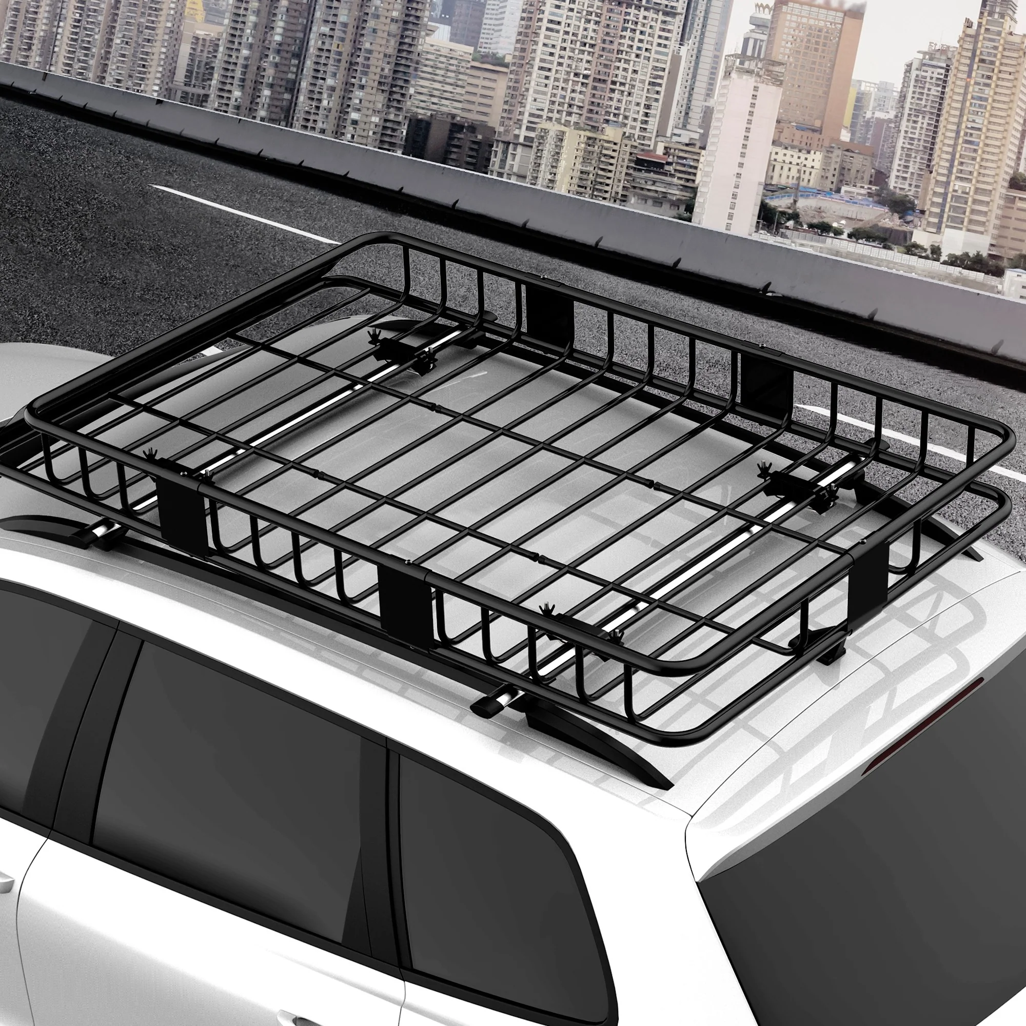 HOMCOM Universele dakkoffer autodakdrager dakbagagerek bagagemand bagagerek plank metaal zwart 162 x 99 x 16 cm | Aosom.de