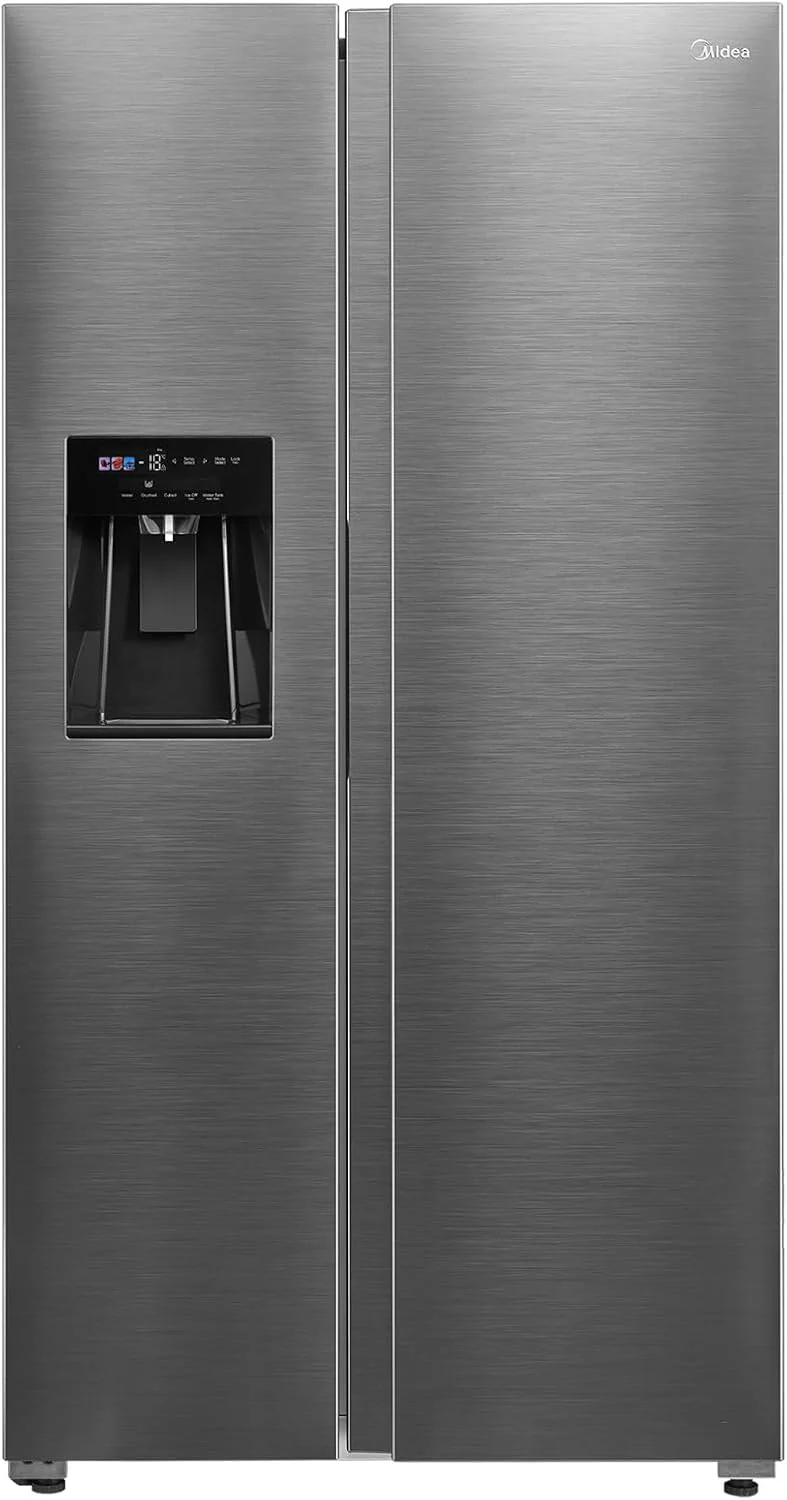 Midea KS-DDX 6.32 WT Side-by-Side hűtő-fagyasztó/ 178,8 cm magasság/ 254 kWh/év/No Frost/Dual Inverter kompresszor/3 az 1-ben víz-/jégadagolóval és víztartállyal, sötét inox