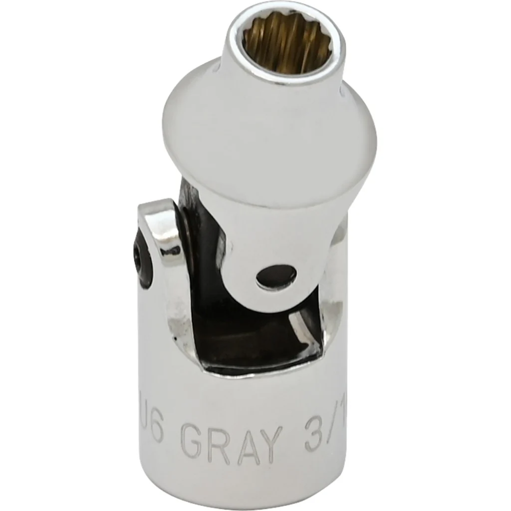 Gray VU8  ~  1/4 Inch x 1/4 Inch Drive 12 Point Standard Length Universal Joint Socket Chrome Finish