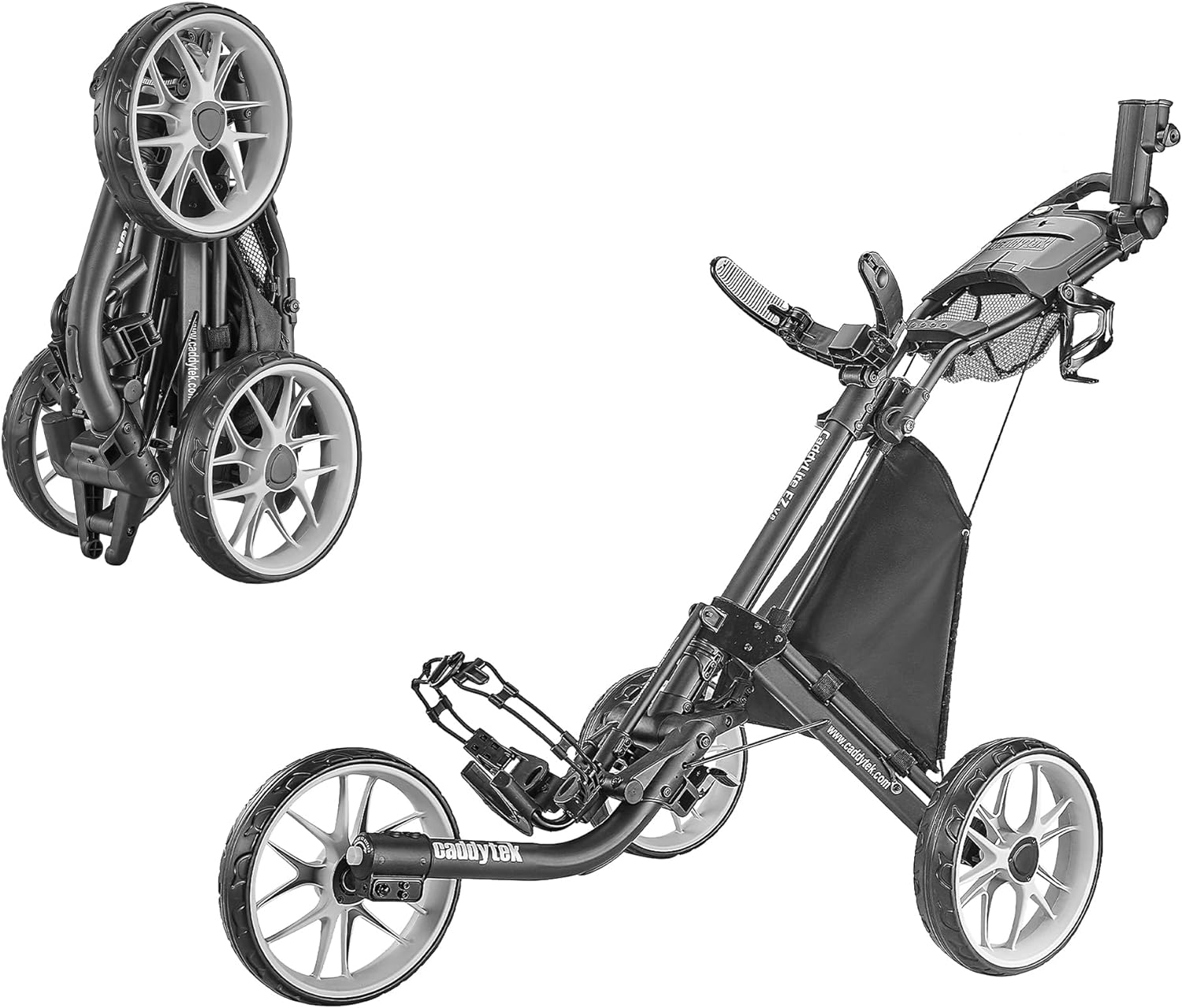 Carrello da golf a 3 ruote - Carrello da golf pieghevole e leggero con freno a pedale - Facile da aprire e chiudere