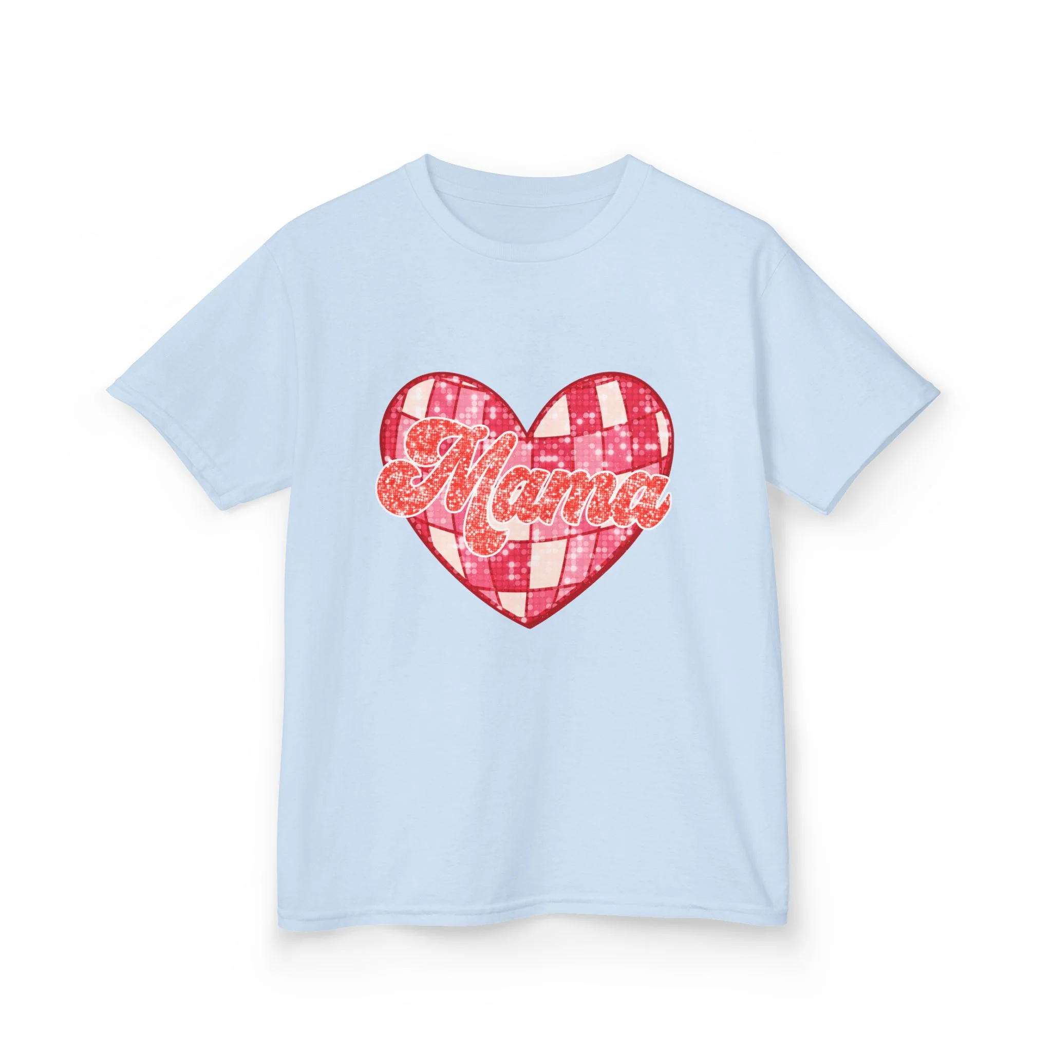 Mama heart patch Tee | pink checkered heart with Mama script