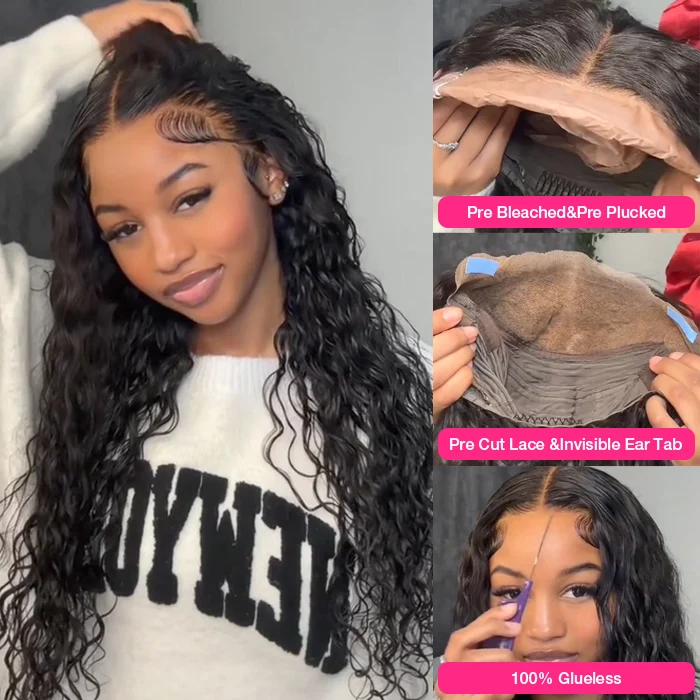Two 220% Long Wigs | 20'' 8X5 Pre Cut Lace Water Wave Wig+18'' 8X5 Pre Cut Lace Body Wave Wig
