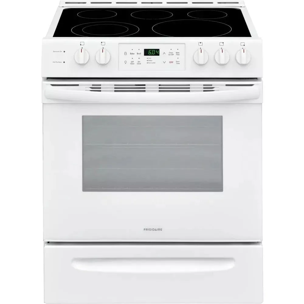 30 in. 5.0 cu. ft. Single Oven White with NVS Black Glass