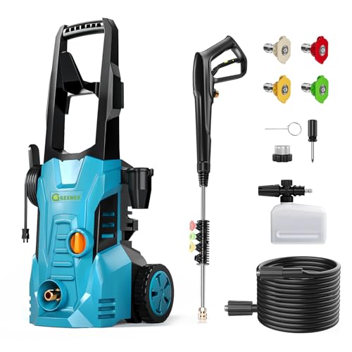 GREENER Idropulitrice elettrica 4200 PSI idropulitrice elettrica con tubo di uscita da 15,2 m e 4 ugelli rapidi, idropulitrice elettrica da 2,4 GPM con cannone per sapone, per auto, vialetto, pulizia : Amazon.it: Giardino e giardinaggio