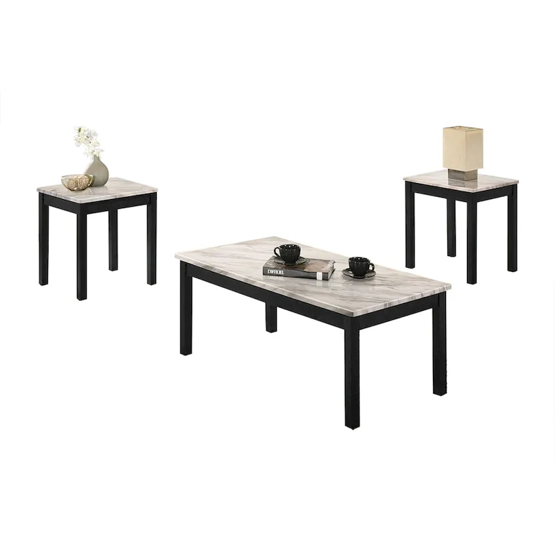 3 Piece Coffee Table with Faux Marble Top