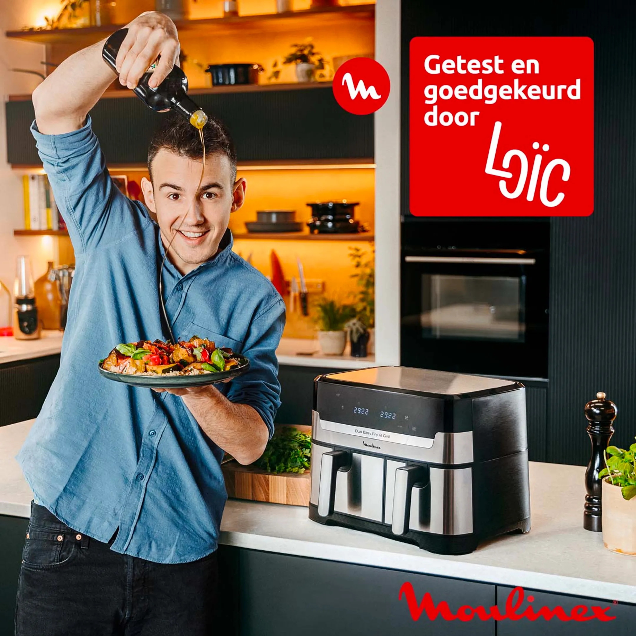 Moulinex Airfryer Dual Easy Fry & Grill EZ905D20