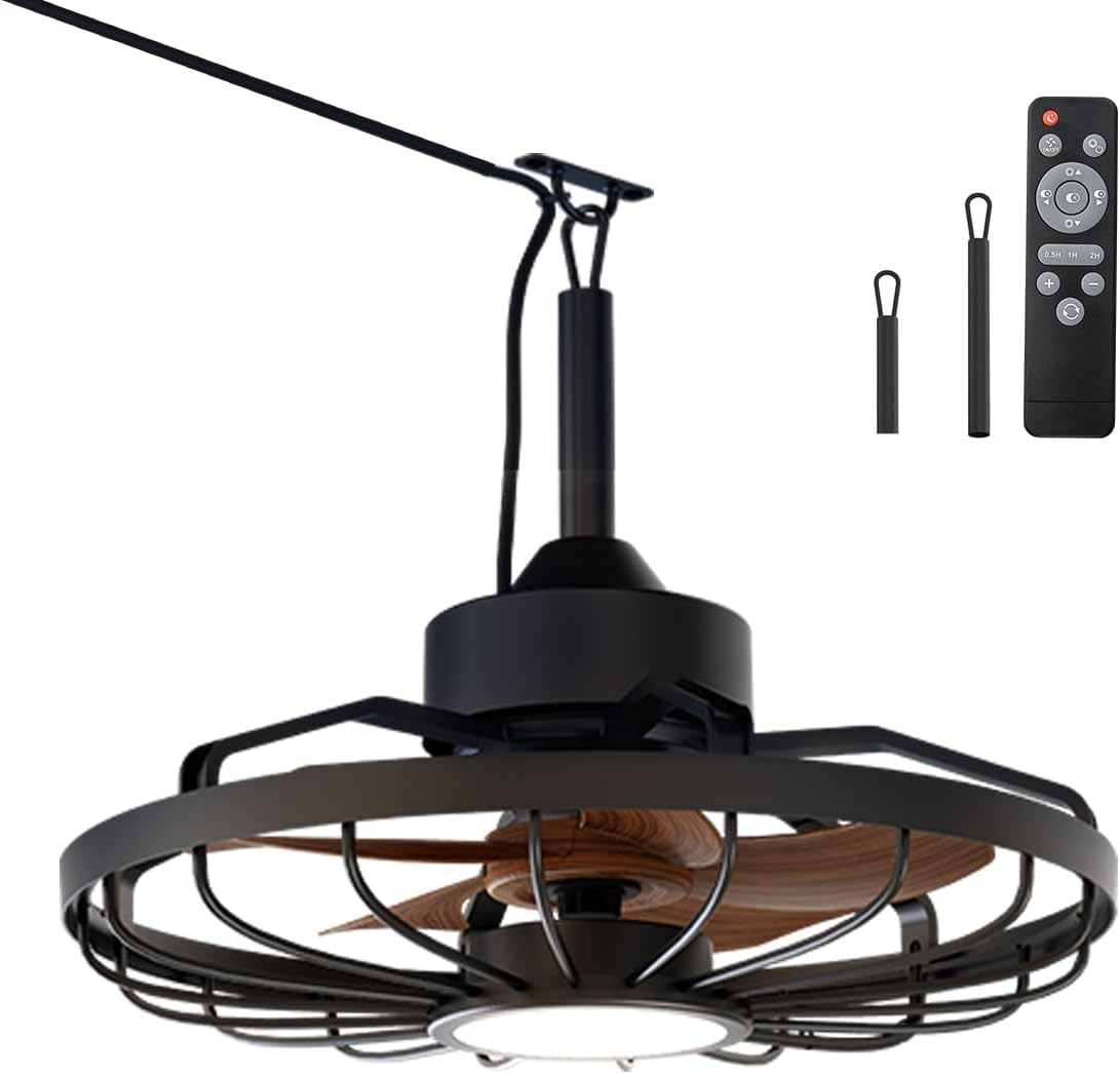Deckenventilatorleuchte für den Außenbereich, Außenlicht mit Ventilator, IP44 Wasserdicht, 6 Lüftungsgeschwindigkeiten, mühelose Lichtdimmung, für Terrassen, Pergolen, Wohnzimmer, Esszimmer