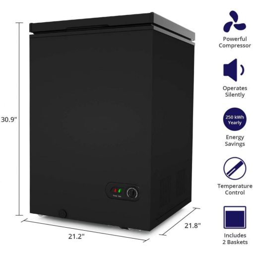 Northair Chest Freezer �?3.5 Cu Ft with 2 Removable Baskets �?Reach In Freezer Chest �?Quiet Compact Freezer �?7 Temperature Settings �?Black