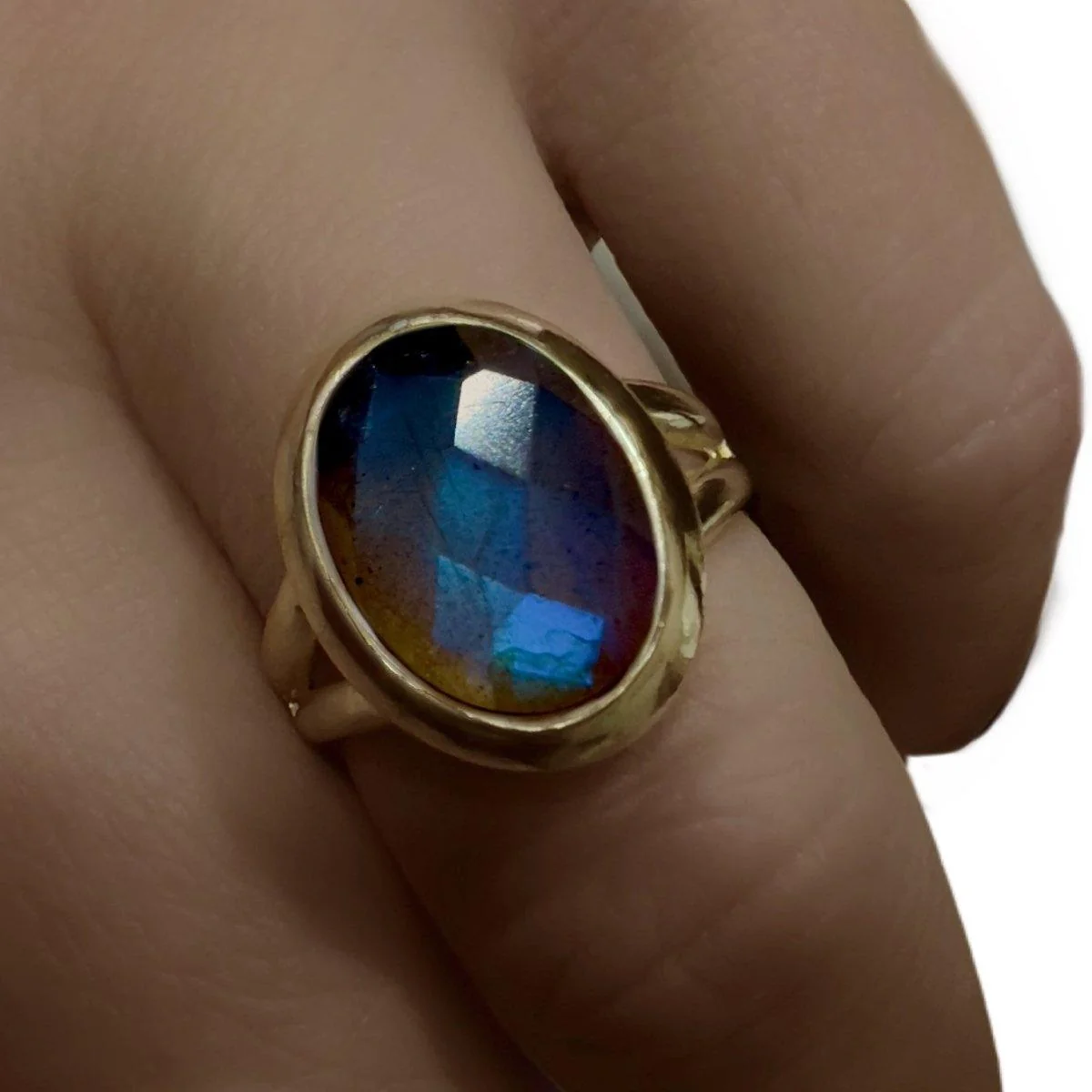 Laihas Iridescent Gold Oval Labradorite Ring