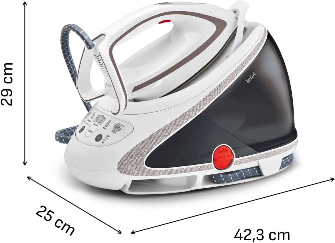 Tefal Dampfbügelstation Pro Express Ultimate, 7,7 Bar, 155 g/Min. Kontinuierlicher Dampf, 500 g/Min. Extra-Dampfstoß, 2600 Watt, Kalk-Kollektor, Bügeleisen Dampfstation, weiß/grau, GV9567