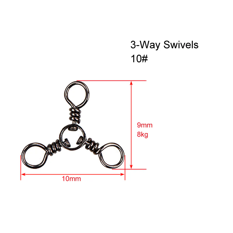 60 X CrossLine (3 Way) Swivel  in Size 10# Fishing Tackle