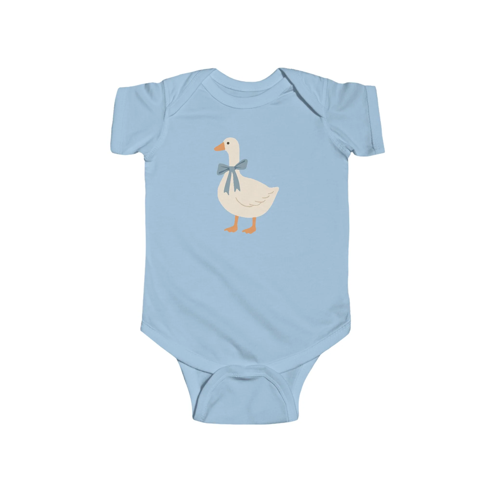 Cute Duckling Baby Bodysuit �C Vintage Goose with Bow Infant Onesie