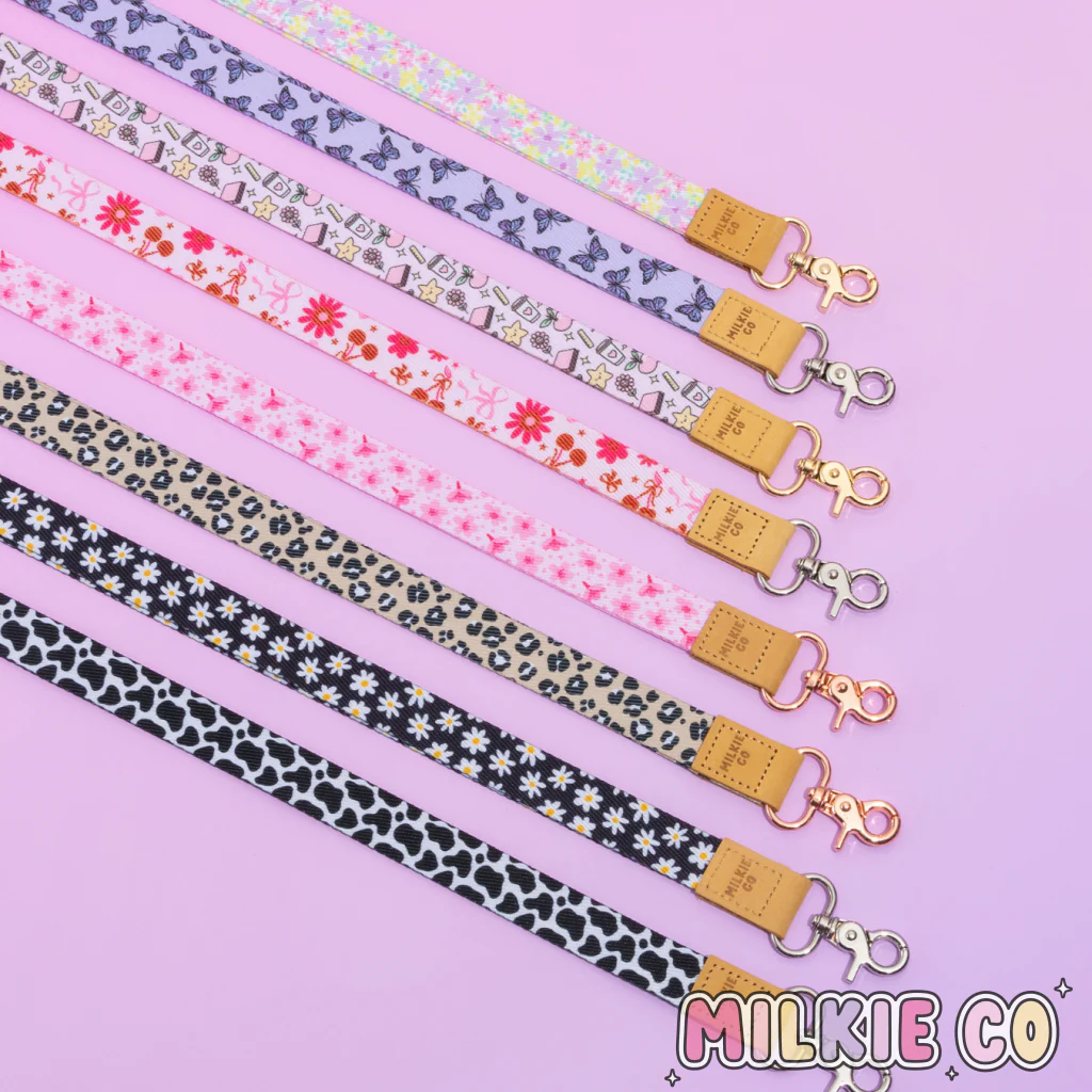 Purple Butterfly Fabric Lanyard