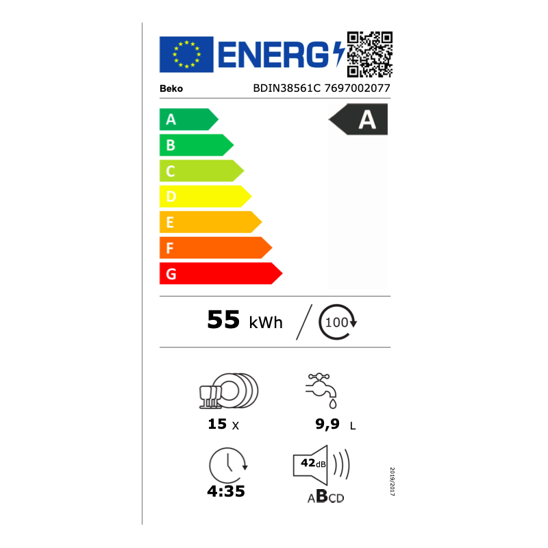 Beko BDIN38561C - Lavastoviglie a Scomparsa Totale 15 Coperti 60 cm Classe A