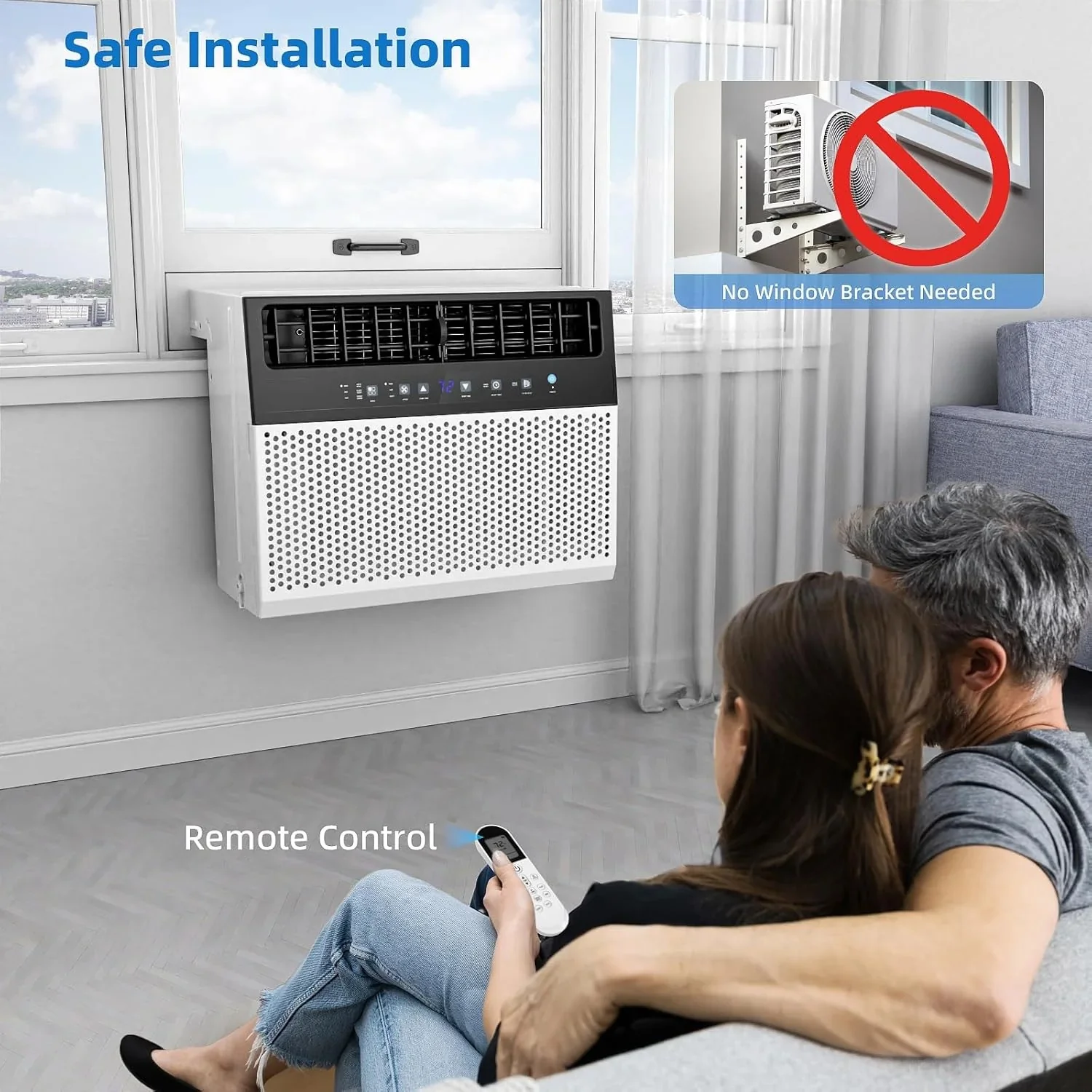 Antarctic Star 12,000 BTU U-shaped window air conditioner, cools rooms up to 550 square feet with 6 modes, 24-hour timer, ultra-quiet window air conditioner