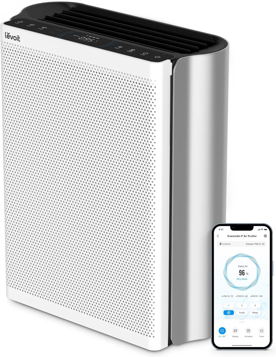 LEVOIT Air Purifiers for Home Large Room Up to 1733 Ft虏 With HEPA Sleep Mode, AHAM VERIFIDE, Auto Mode, Air Quality Monitor, Smart WiFi, 3-in-1 Filter For Pet Allergy, Smoke, Dust, Core 400S-P, White