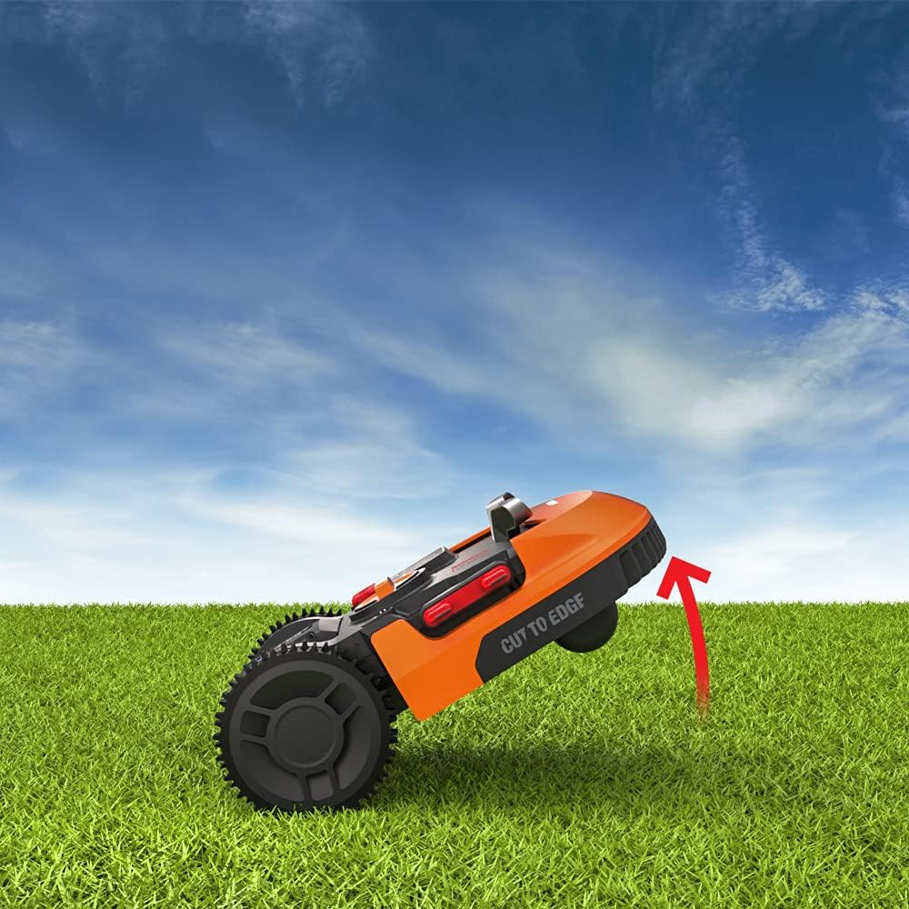 WORX Landroid WR169E Mähroboter mit Begrenzungskabel für Gärten bis 300m² - AIA Navigation - App Steuerung, WLAN, Bluetooth - Cut-to-Edge - 16 cm Schnittbreite - 30-60 mm Schnitthöhe