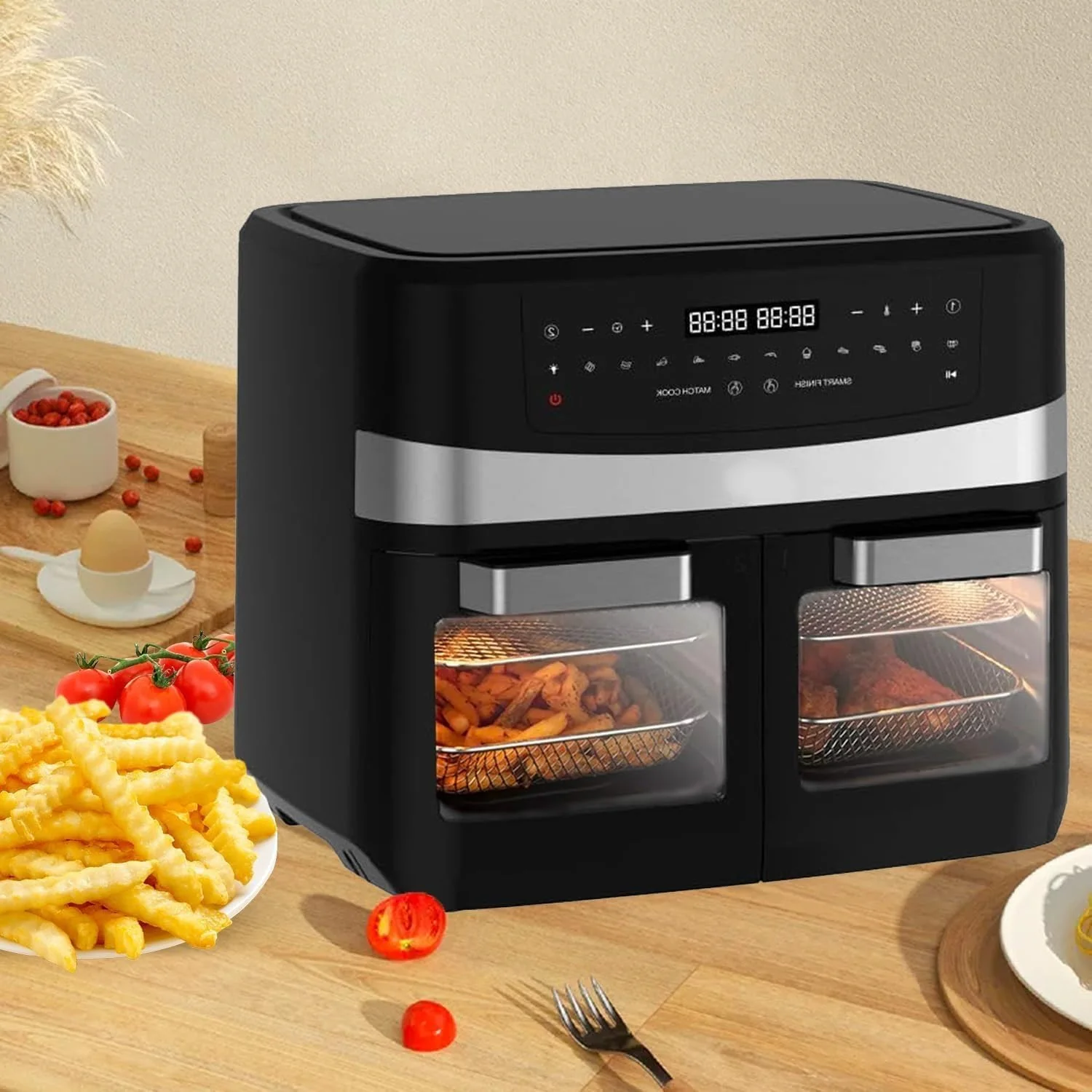 Friggitrice Forno Ad Aria 12l A 2 Porte Con 12 Programmi E 6 Accessori