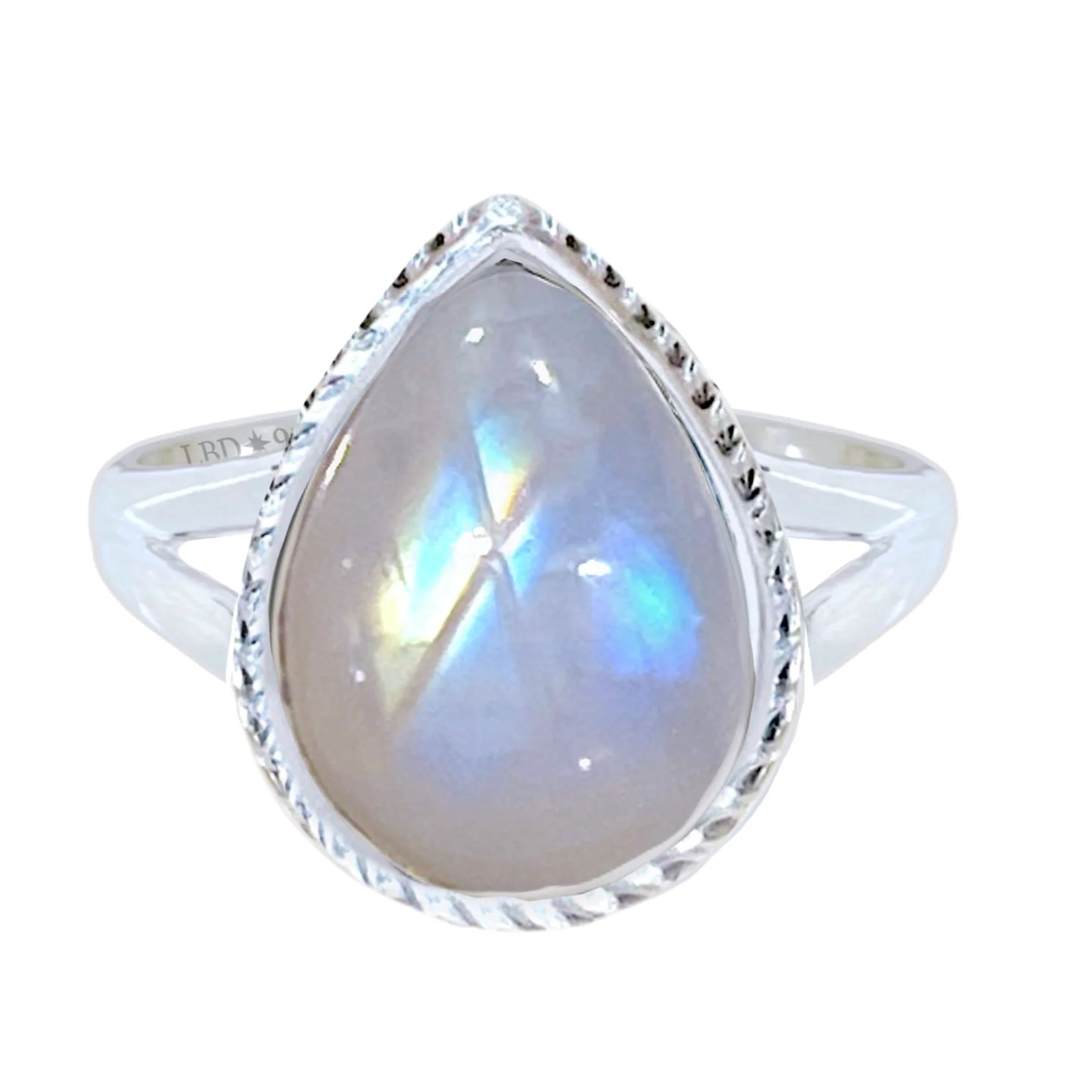 Moonstone Ring- Twisted Raindrop