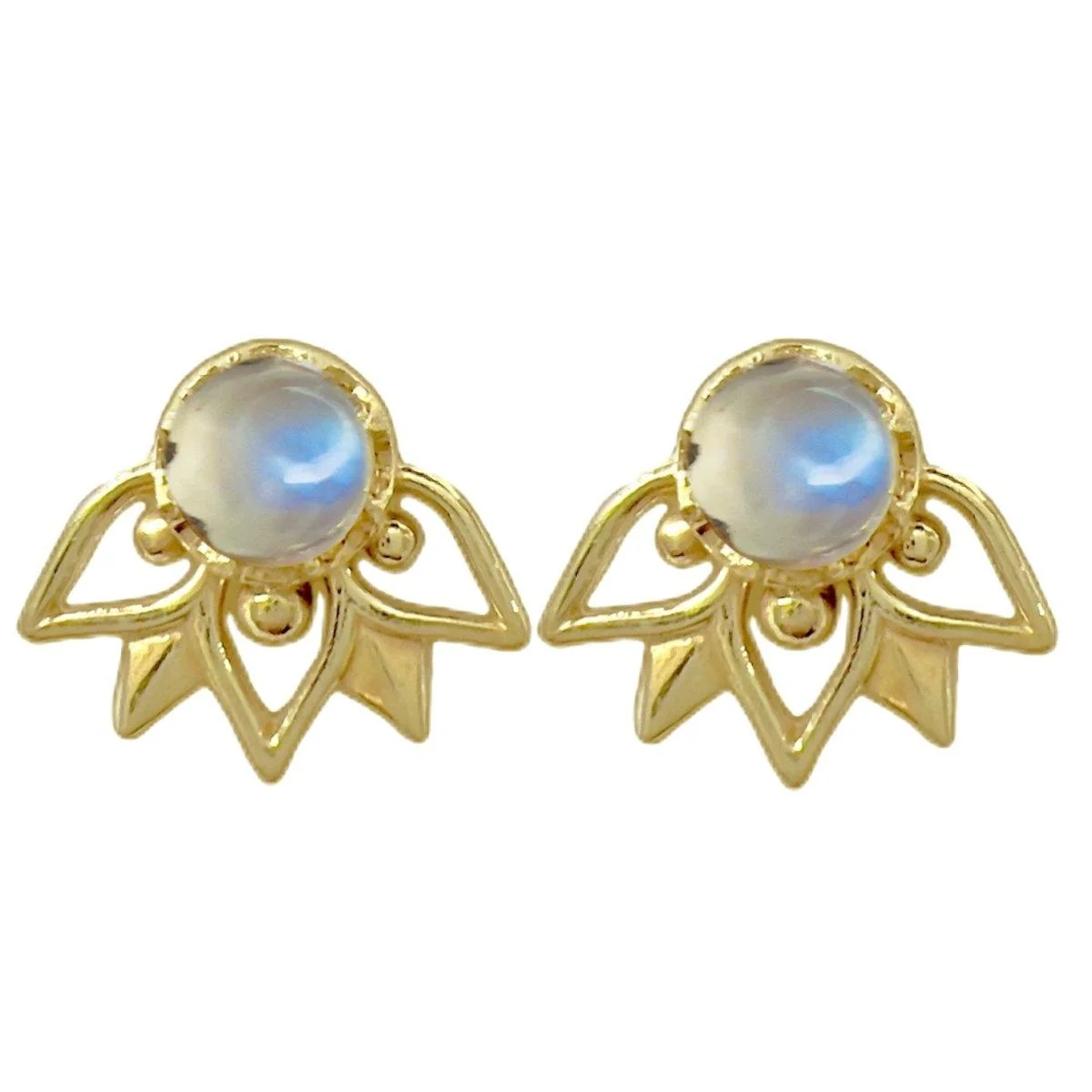 Laihas Inflorescence Gold Moonstone Stud Earrings